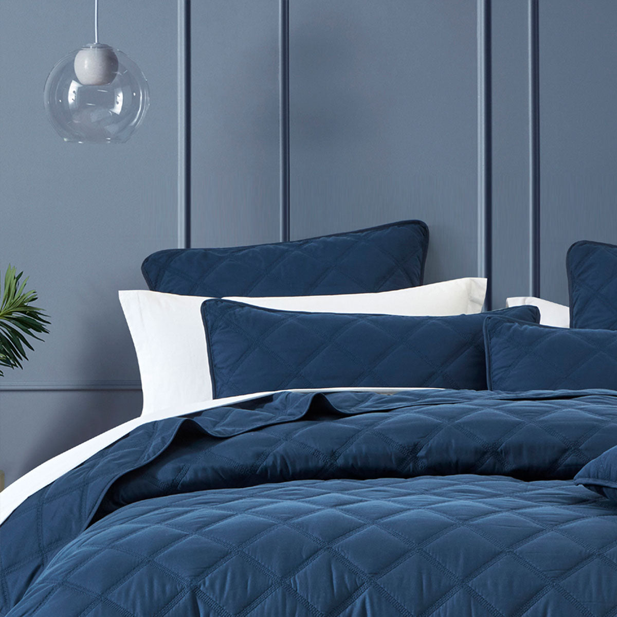 Bianca Barclay Navy Coverlet Set | Queen/King