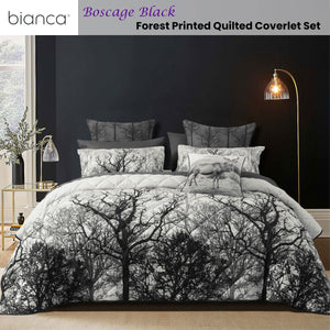 Bianca Boscage Quilted Coverlet Set | Black Forest Print | Polyester | Queen/King