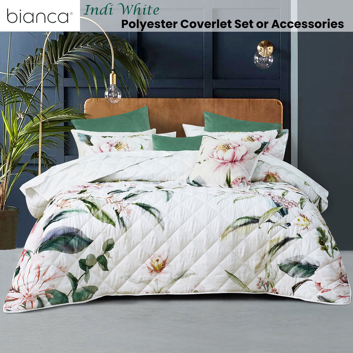 Bianca Indi White Polyester Coverlet Set | Super King