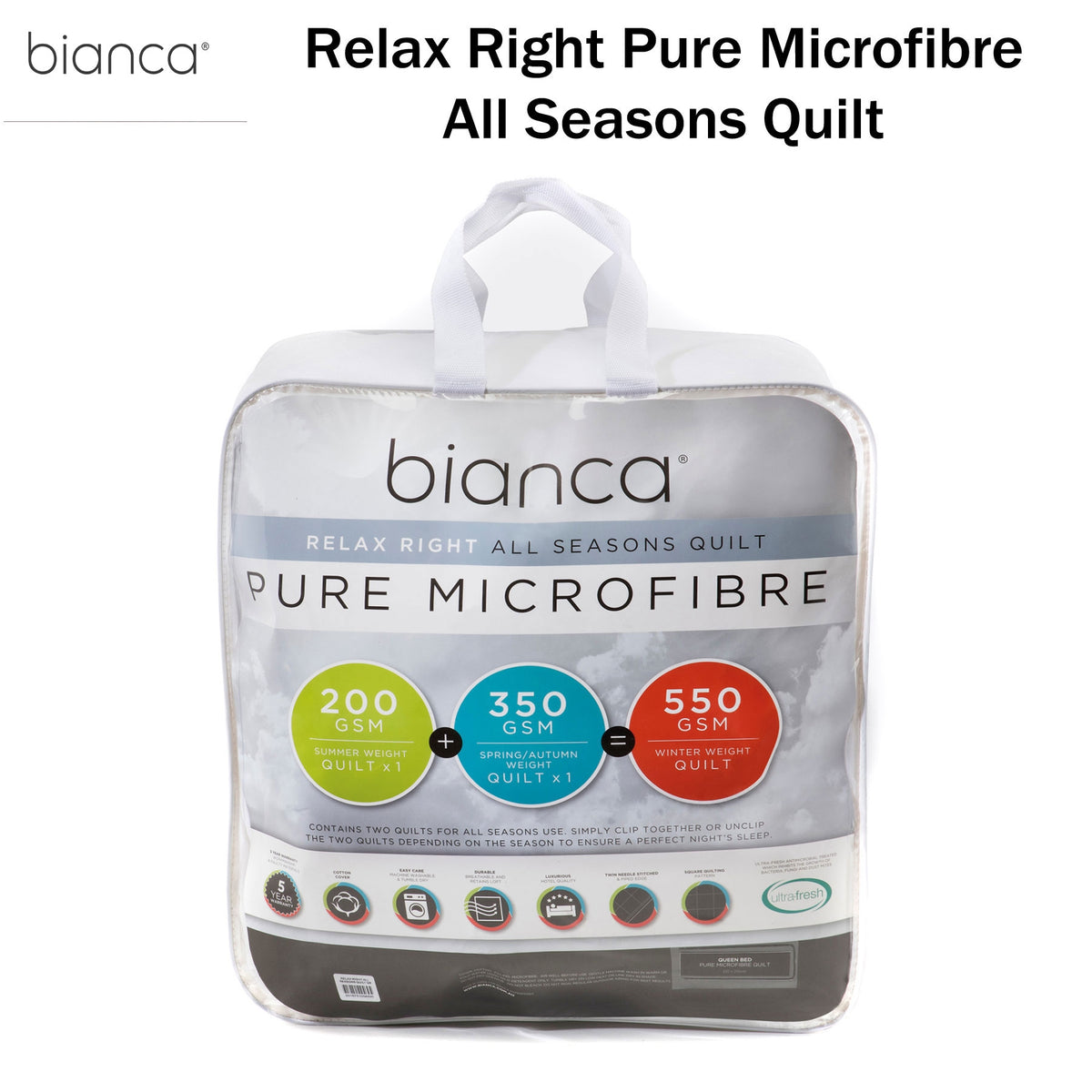 Bianca Pure Microfibre All Seasons Quilt | Super King