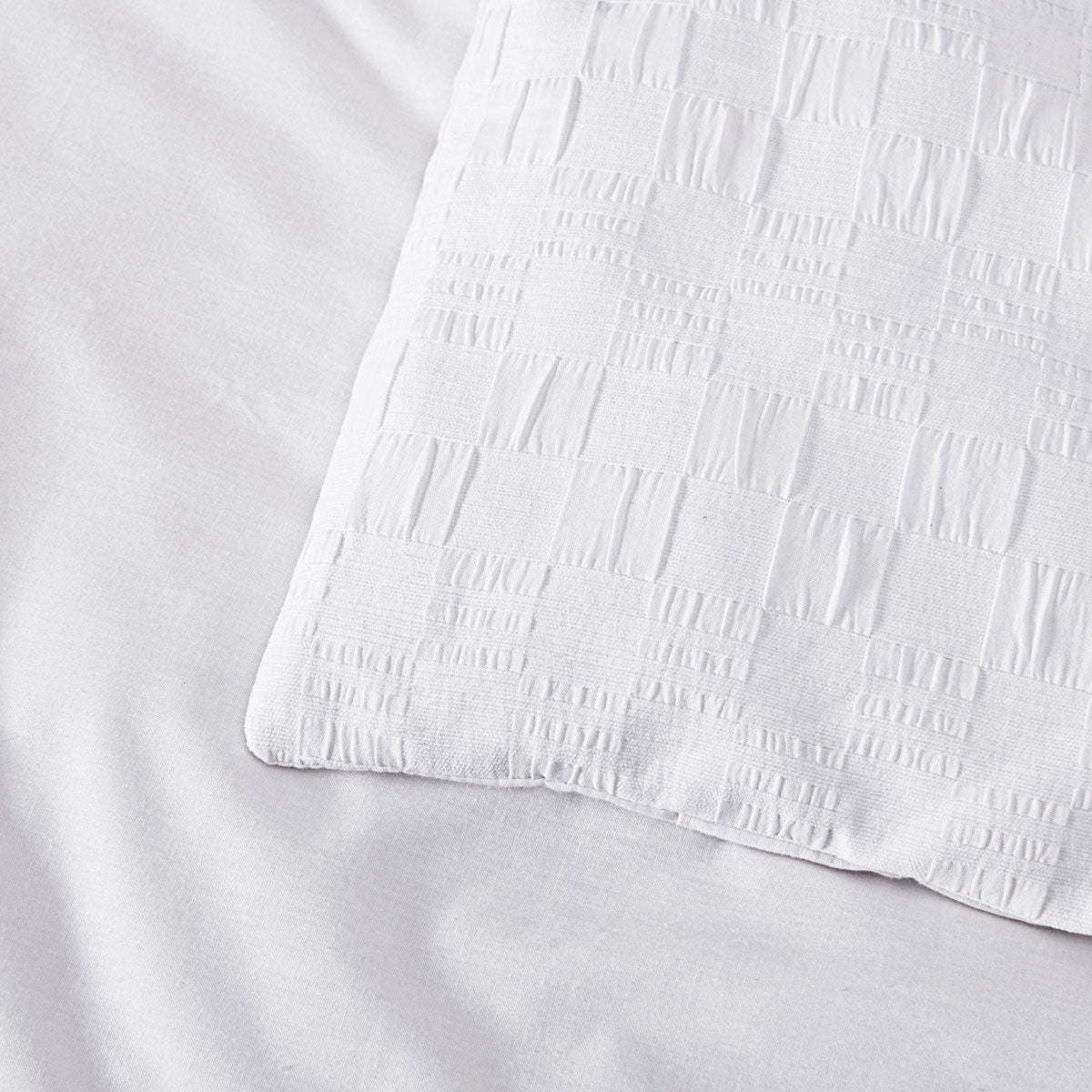 Bianca Cosmo White Soft Chenille Geometric Quilt Cover Set | Queen