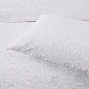 Bianca Cosmo White Soft Chenille Geometric Quilt Cover Set | Queen