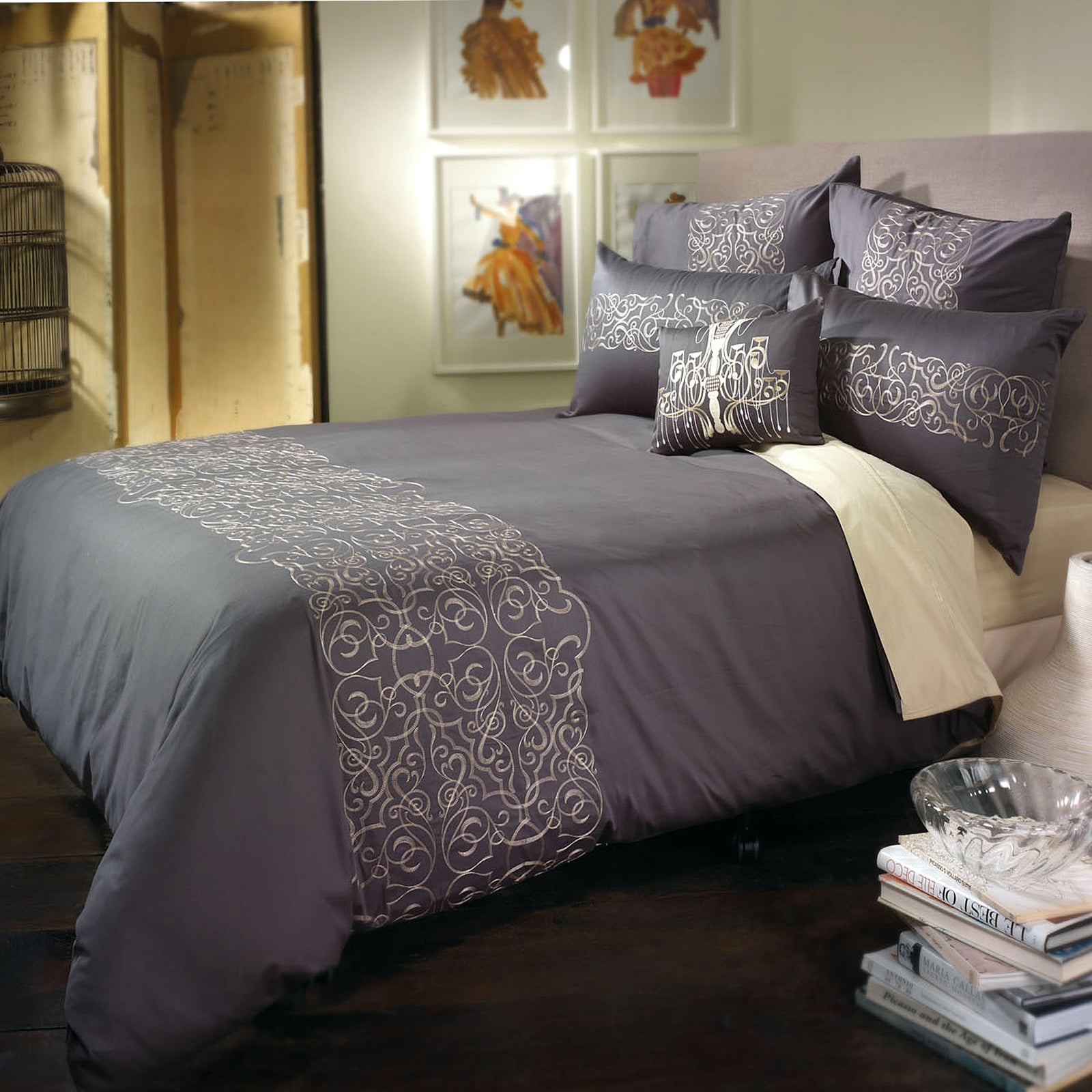 Bianca Maddox Charcoal Quilt Cover Set | Queen
