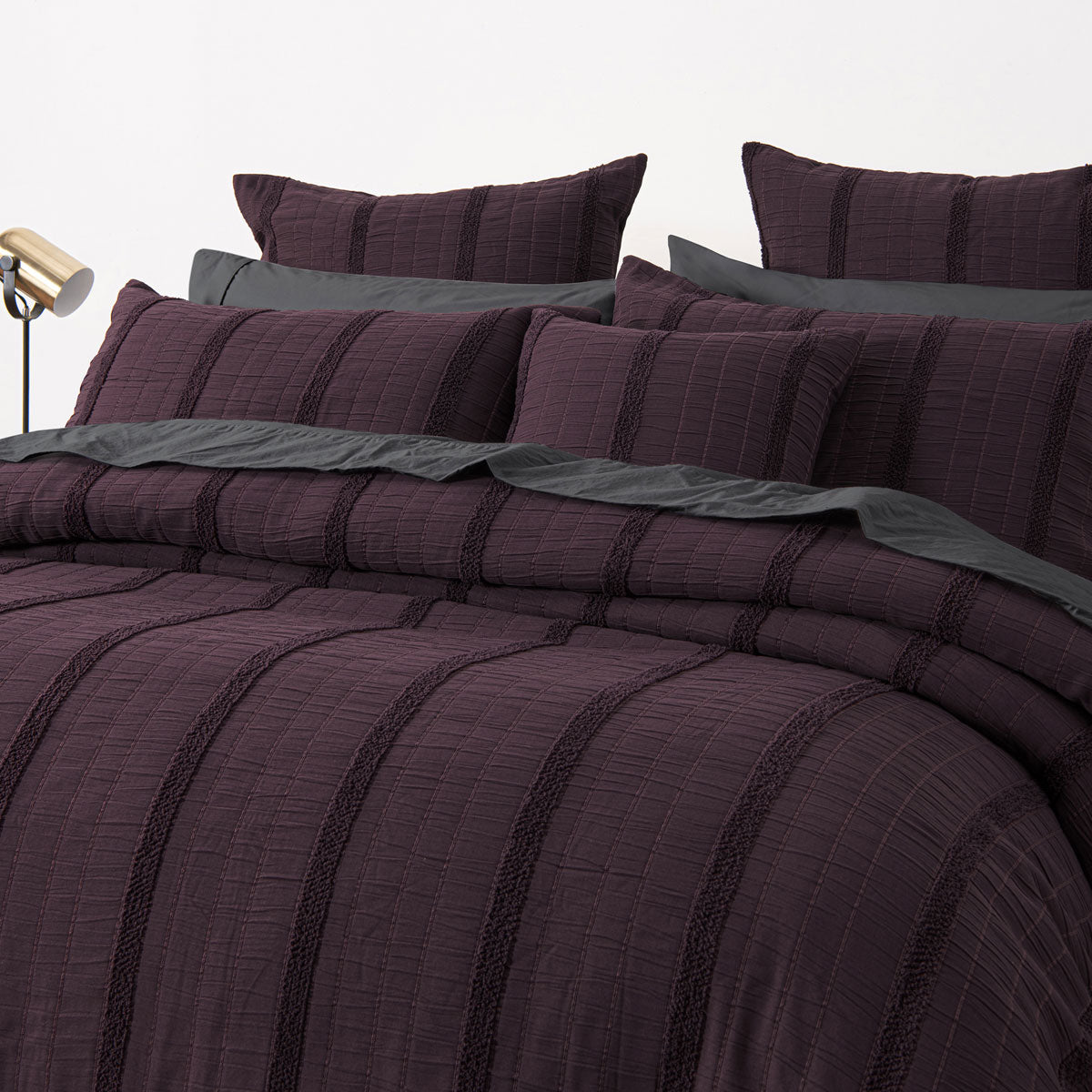 Bianca Malua Grape Jacquard Striped Quilt Cover Set | King