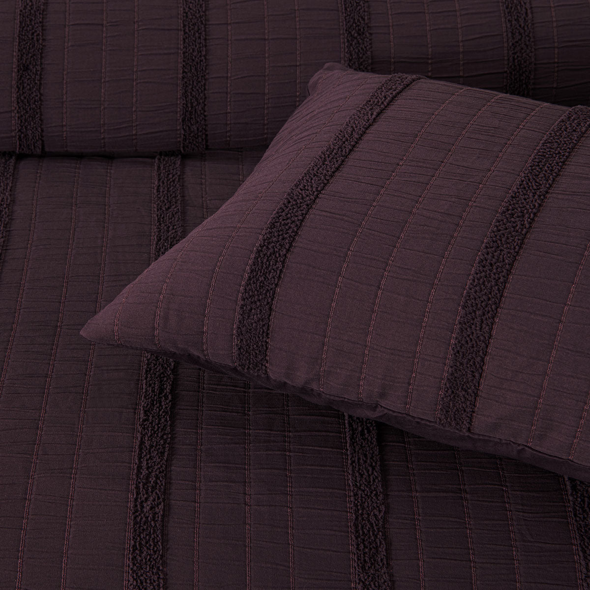 Bianca Malua Grape Jacquard Striped Quilt Cover Set | King