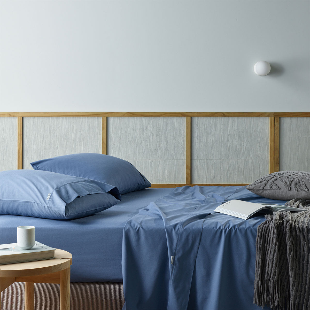 Bianca Natural Sleep | Recycled Cotton and Bamboo Sheet Set | Blue | Split King