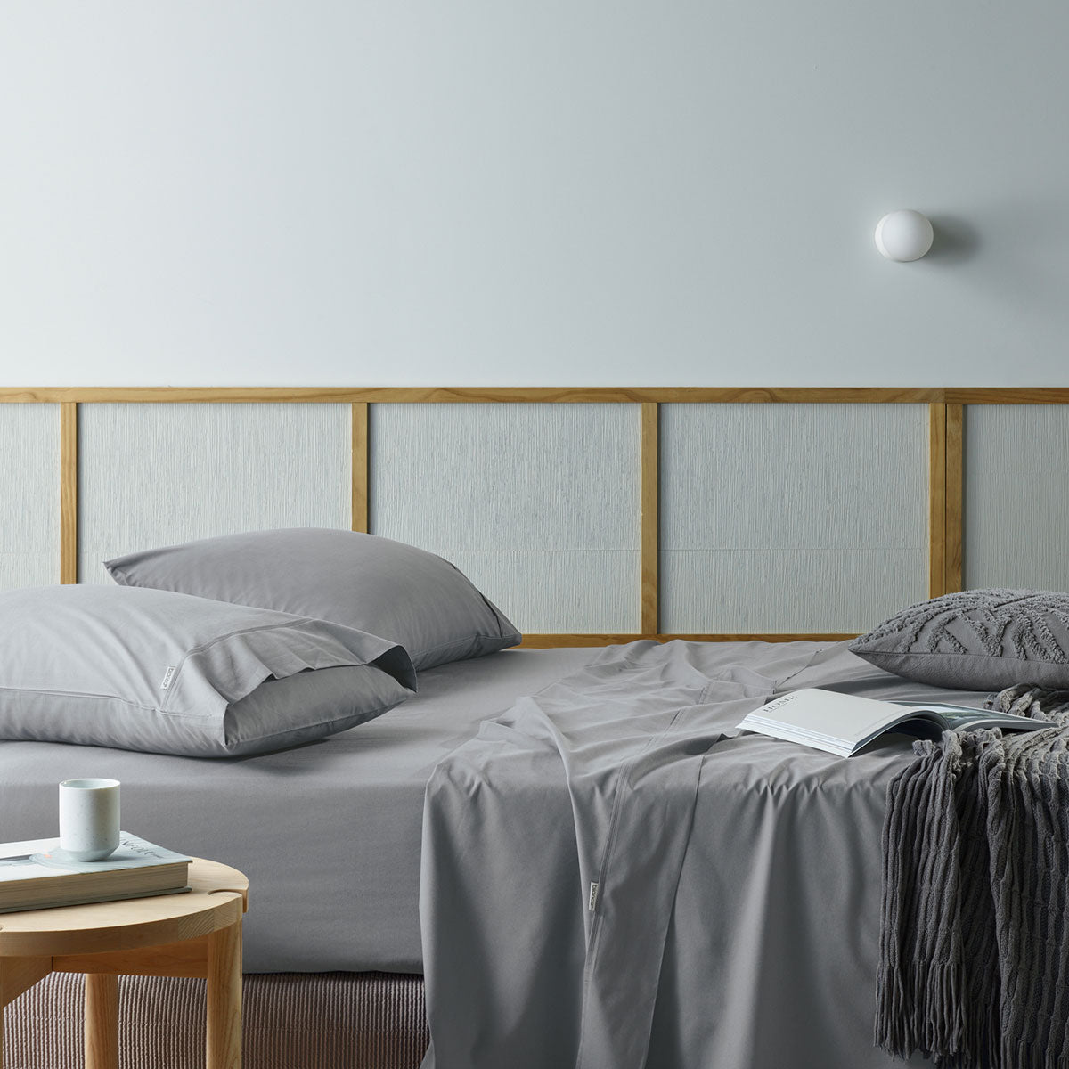 Bianca Natural Sleep | Recycled Cotton and Bamboo Sheet Set | Silver | Single
