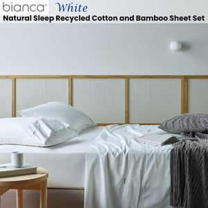 Bianca Natural Sleep | Recycled Cotton and Bamboo Sheet Set | White | Single