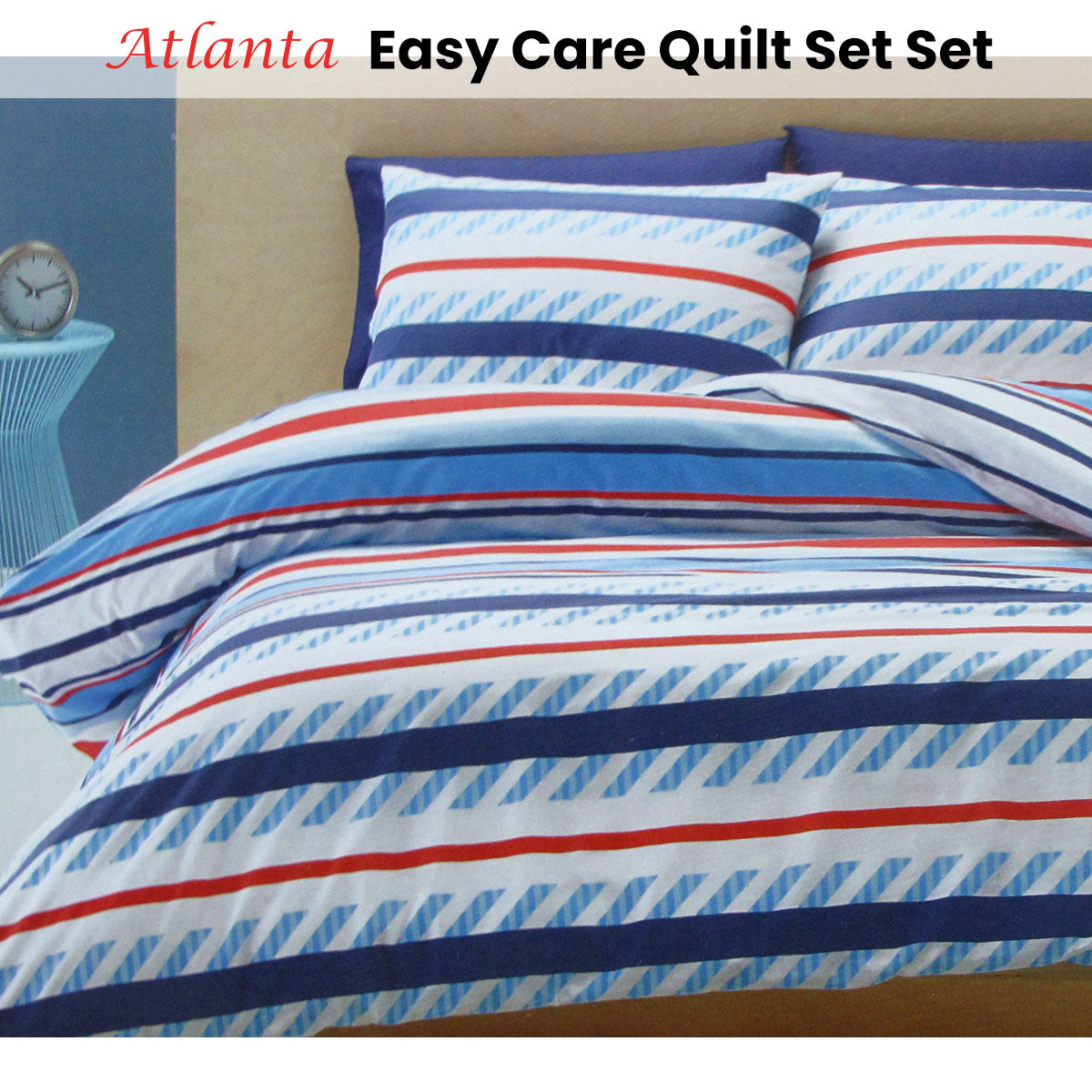 Belmondo Atlanta Striped Easy Care Quilt Cover Set | King