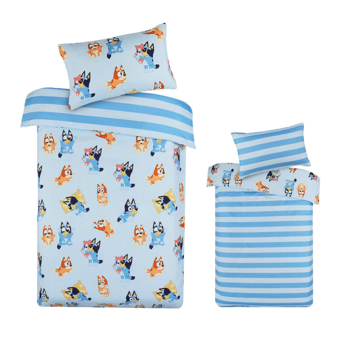 Caprice Bluey Bingo Reversible Striped Licensed Quilt Cover Set | Single