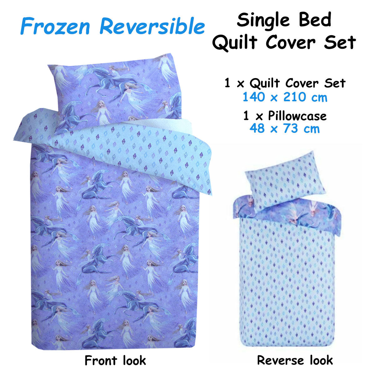 Caprice Disney Frozen Elsa Reversible Licensed Quilt Cover Set | Single