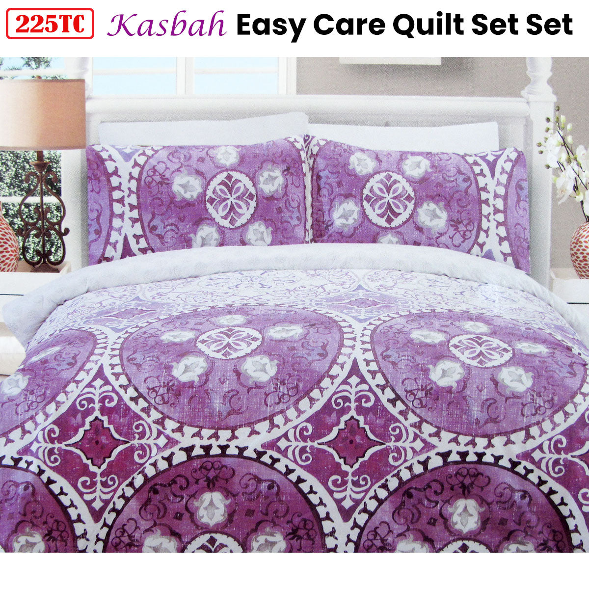 225TC Kasbah Mandala Cotton Rich Easy Care Quilt Cover Set | Queen