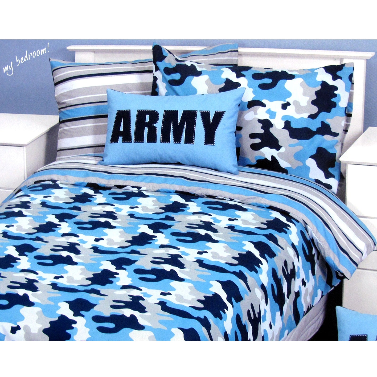 Army Camouflage Blue Quilt Cover Set | Single