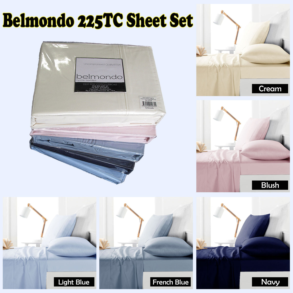 Belmondo 225TC Sheet Set | Light Blue | King