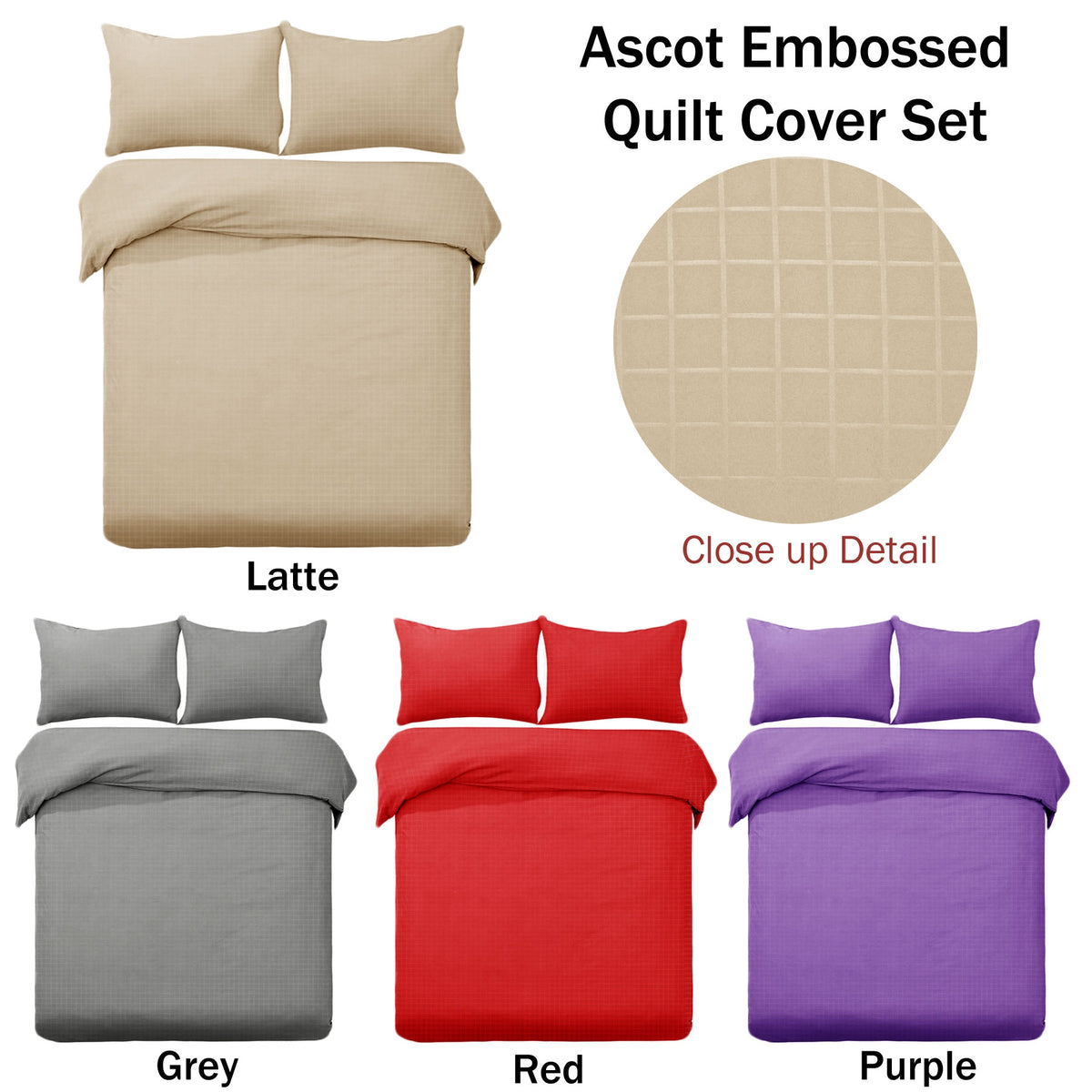 Designer Selection Ascot Embossed Quilt Cover Set | Latte | King