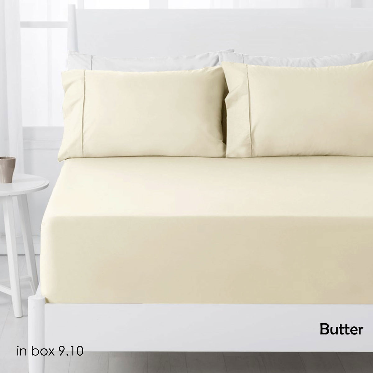 Hotel Living 250TC Polyester Cotton Fitted Sheet Set | Butter | Double