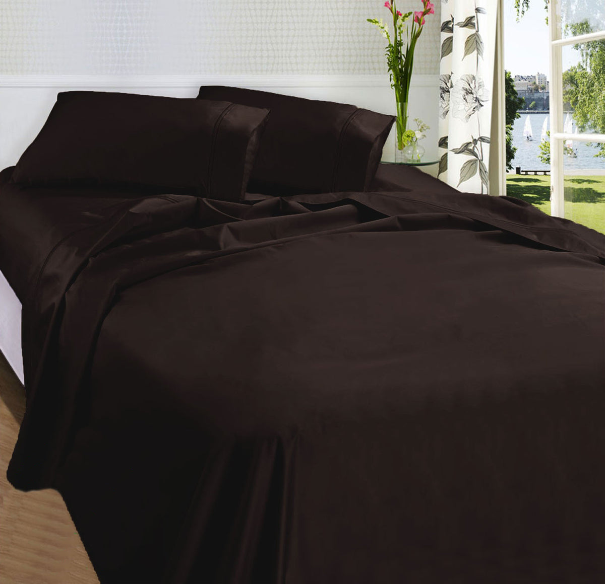 Fieldcrest 875TC Egyptian Cotton Sateen Sheet Set | Chocolate | Queen