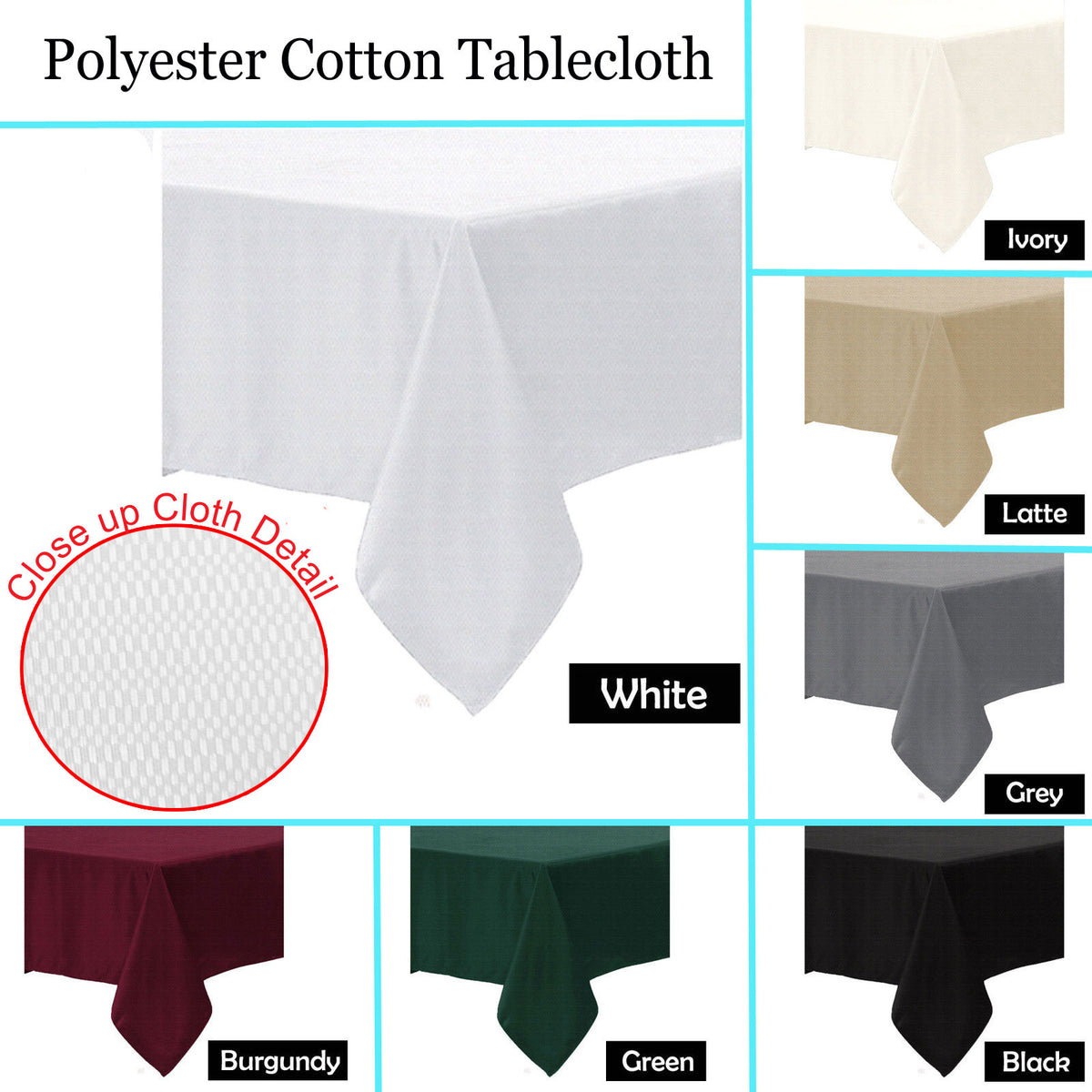 Polyester Cotton Tablecloth | Burgundy | 160 x 270 cm