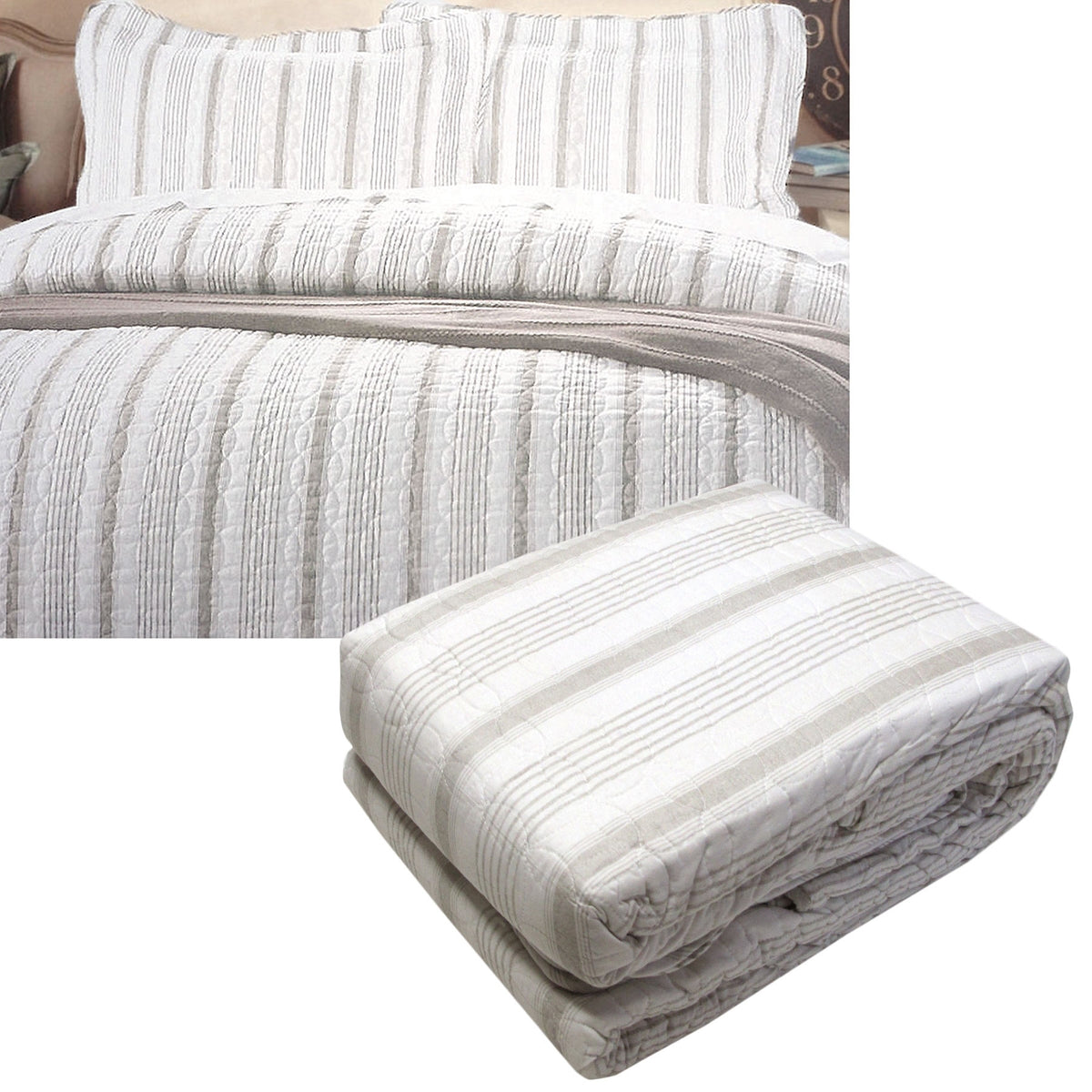 Brighton Road Regatta Stone Quilted Quilt Cover Set | Queen