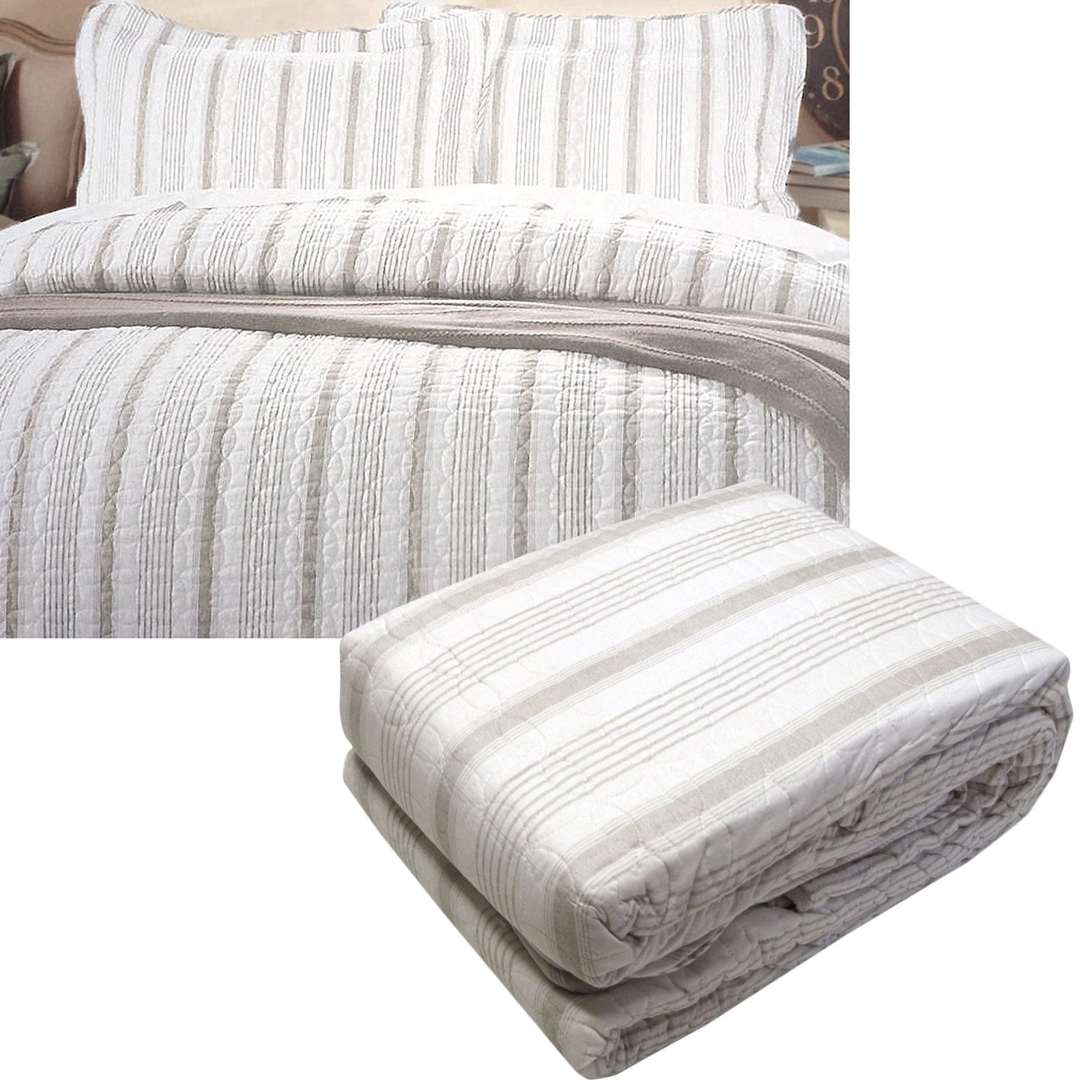 Brighton Road Regatta Stone Quilted Quilt Cover Set | Queen