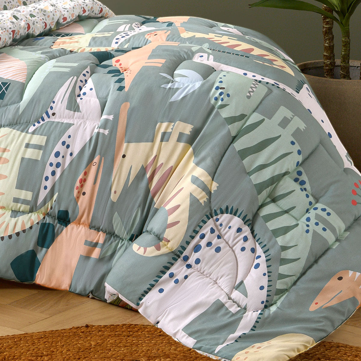 Happy Kids Dino Mania Green 2 Piece Comforter Set | Single