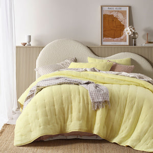 Vintage Design Homewares | 3 Piece Hugo Cotton Gauze Quilted Comforter Set | Butter | King