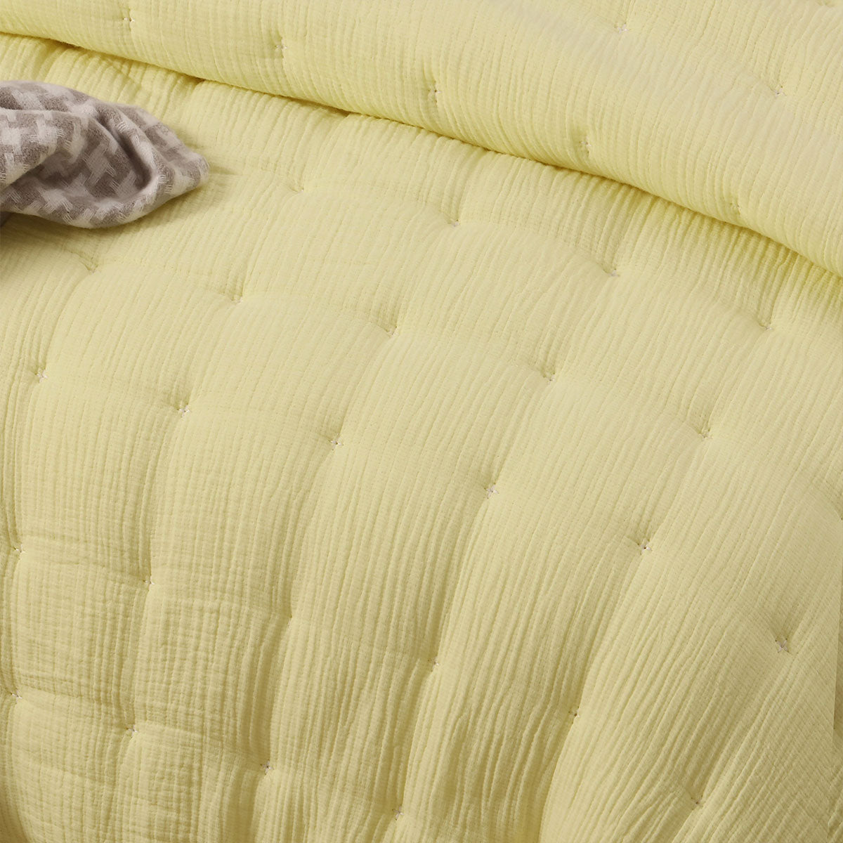 Vintage Design Homewares | 3 Piece Hugo Cotton Gauze Quilted Comforter Set | Butter | King