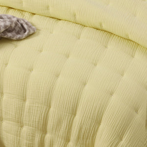 Vintage Design Homewares | 3 Piece Hugo Cotton Gauze Quilted Comforter Set | Butter | King