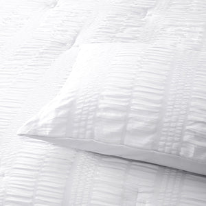 Accessorize Seersucker Comforter Set | 3 Piece | White Polyester | King