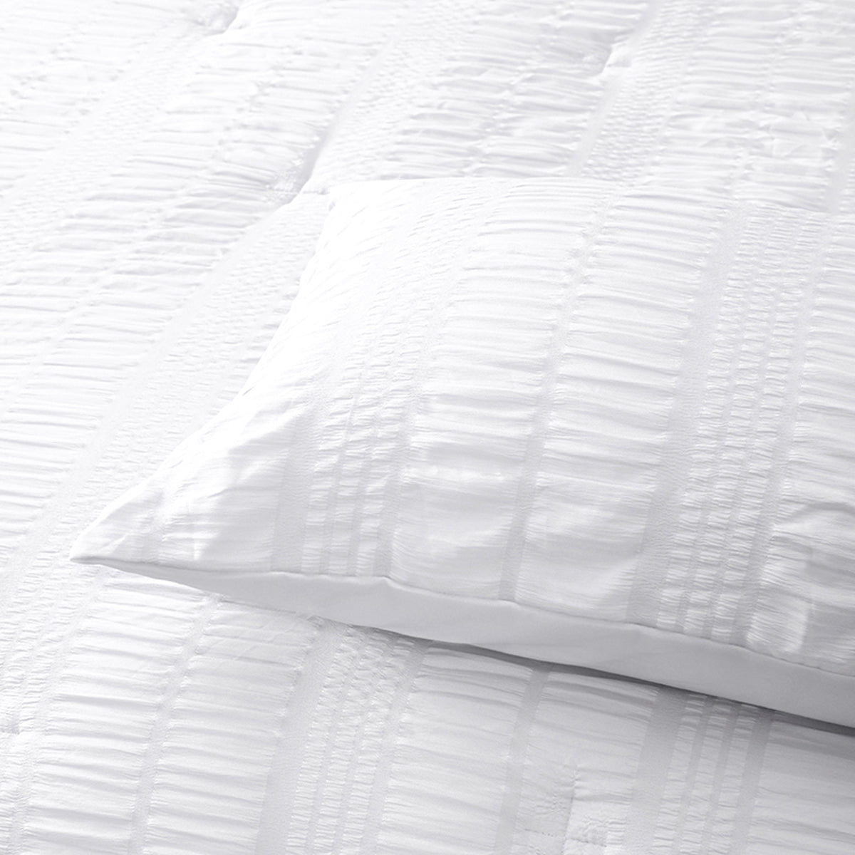 Accessorize Seersucker Comforter Set | 3 Piece | White Polyester | Queen