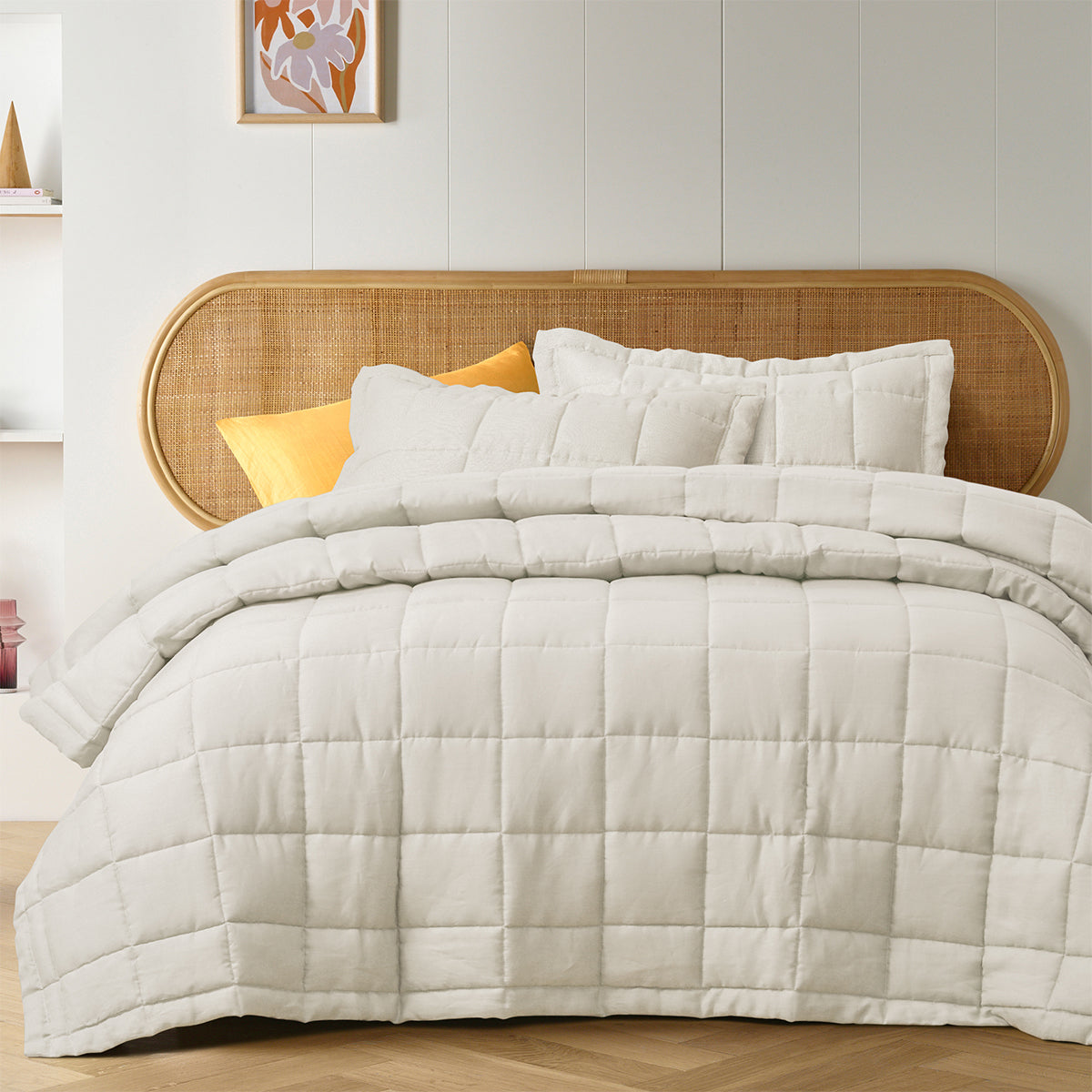 Vintage Design Homewares French Linen Coverlet Set | Natural | King