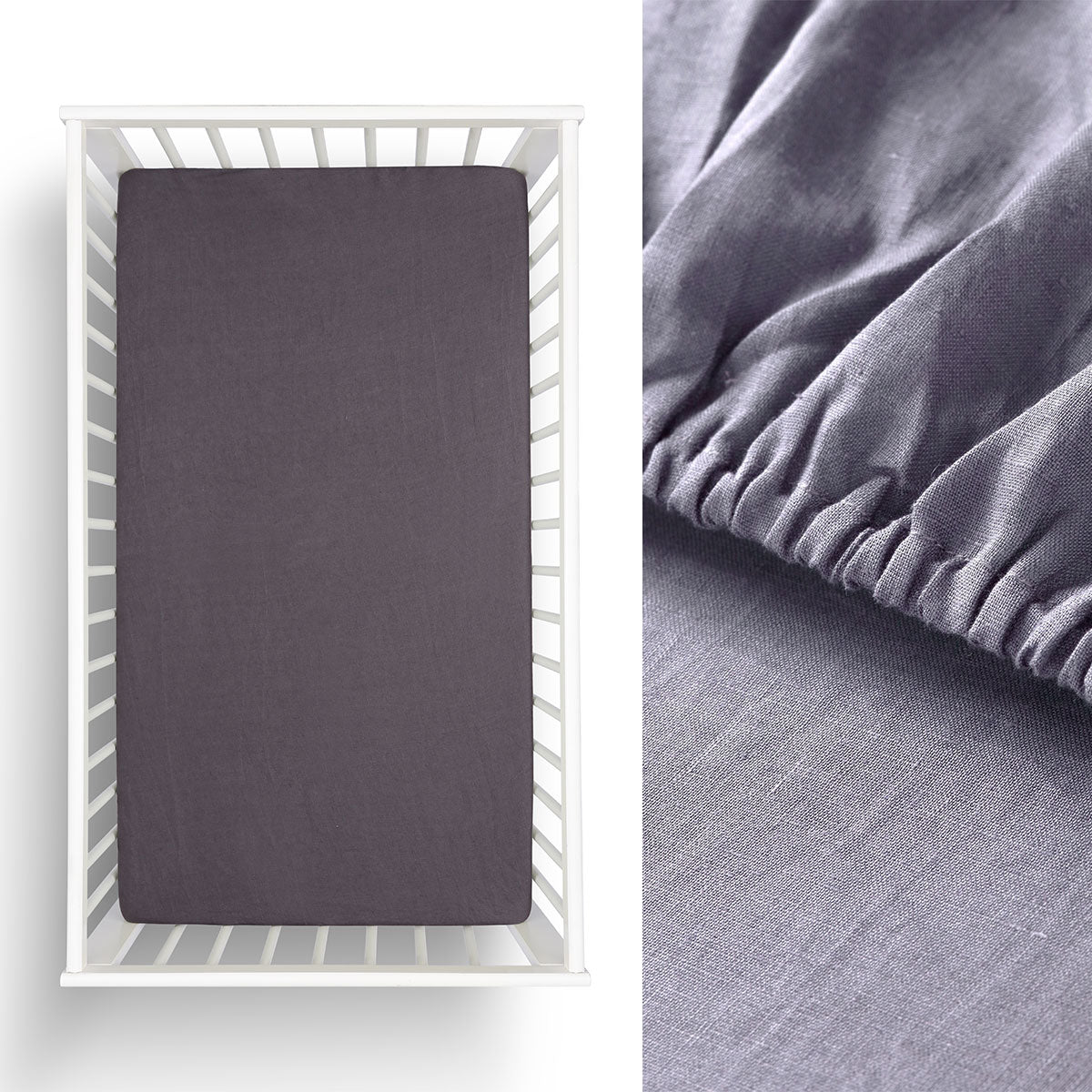 Little Gem | 1 Pc Grisaille Hemp Cot Fitted Sheet