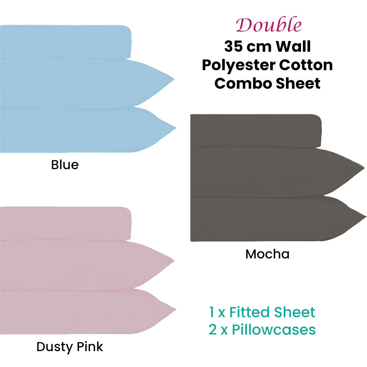 Plain Dyed | Polyester Cotton Combo Set | Blue | Double