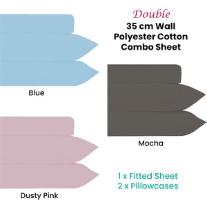 Plain Dyed | Polyester Cotton Combo Set | Blue | Double