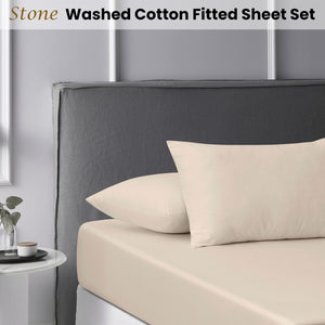 Stone Washed Cotton Fitted Sheet Set | King