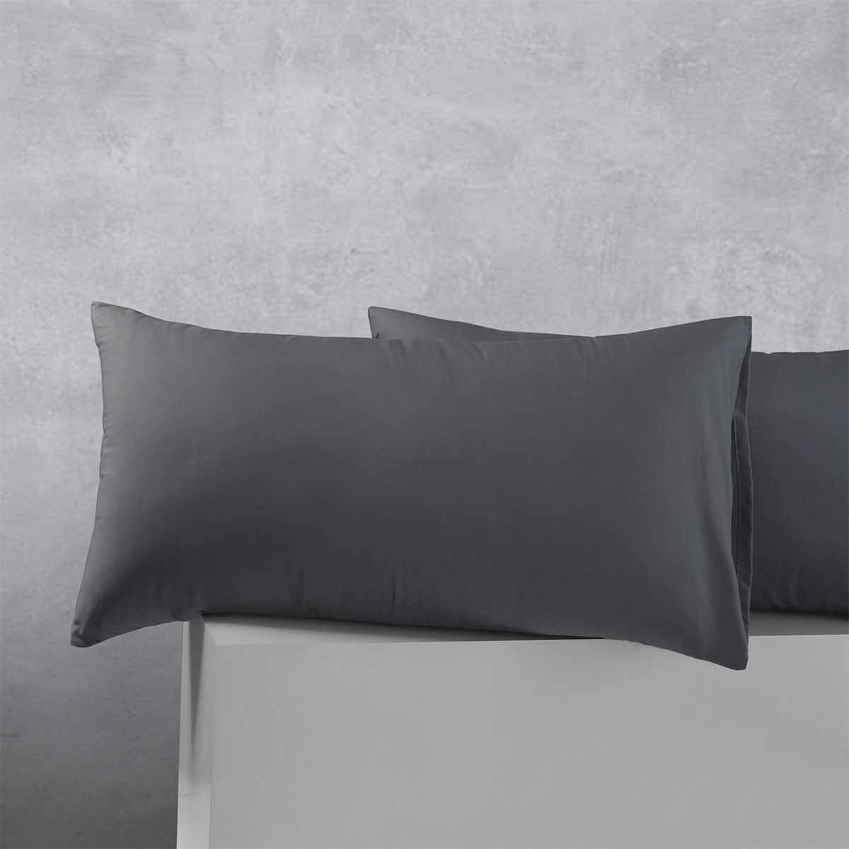Pair of Cotton Polyester King Pillowcases | Charcoal