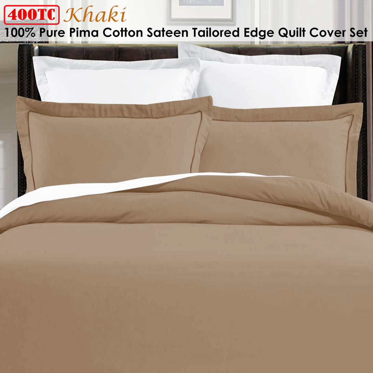 Grand Atelier | Pima Cotton Khaki | Quilt Cover Set | King