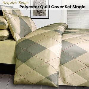 Big Sleep Argyles Beige Quilt Cover Set | Single