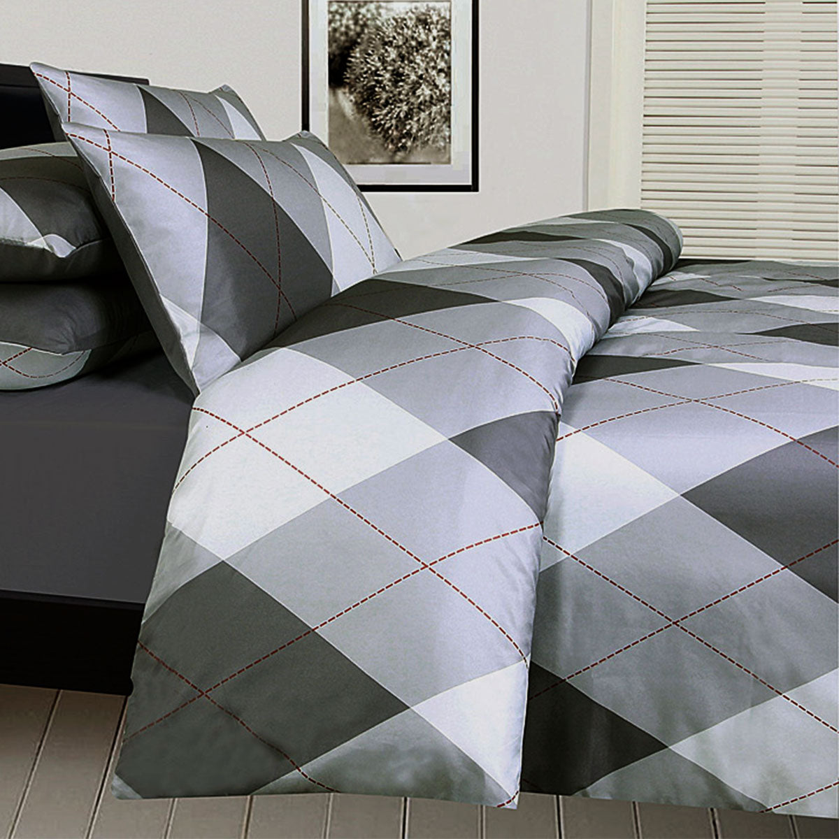 Big Sleep Argyles Black Quilt Cover Set | Single