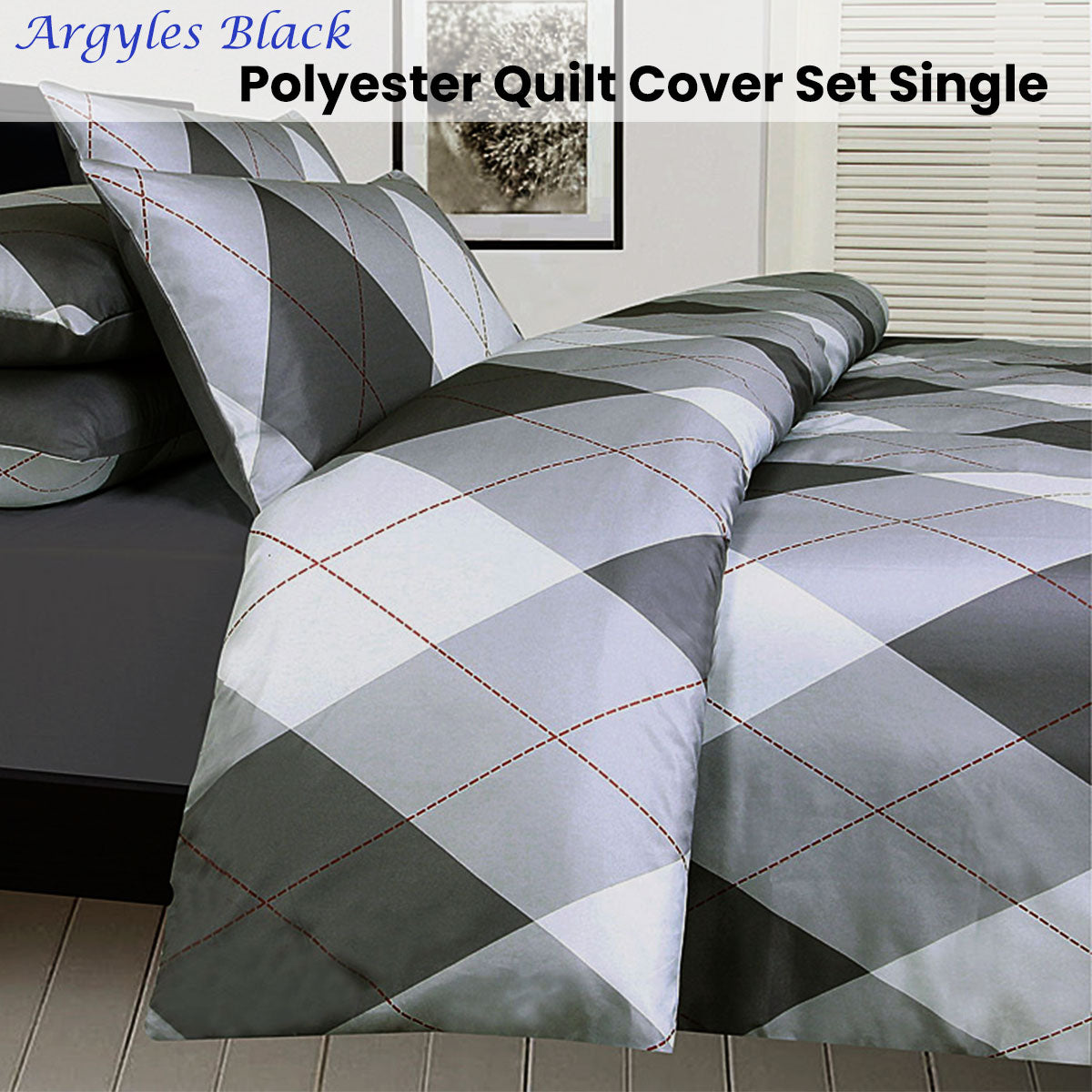 Big Sleep Argyles Black Quilt Cover Set | Single