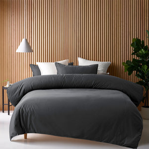 Accessorize Charcoal 400TC Bamboo Cotton Double Stitched Quilt Cover Set | King