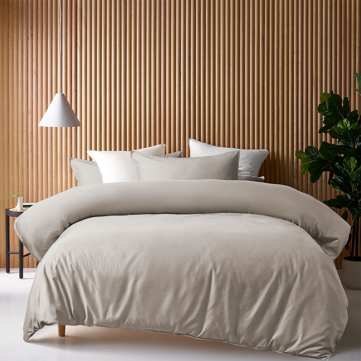 Accessorize Stone 400TC Bamboo Cotton Double Stitched Quilt Cover Set | King