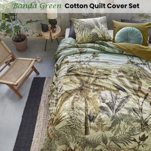 Bedding House | Banda Green Cotton Quilt Cover Set | Queen