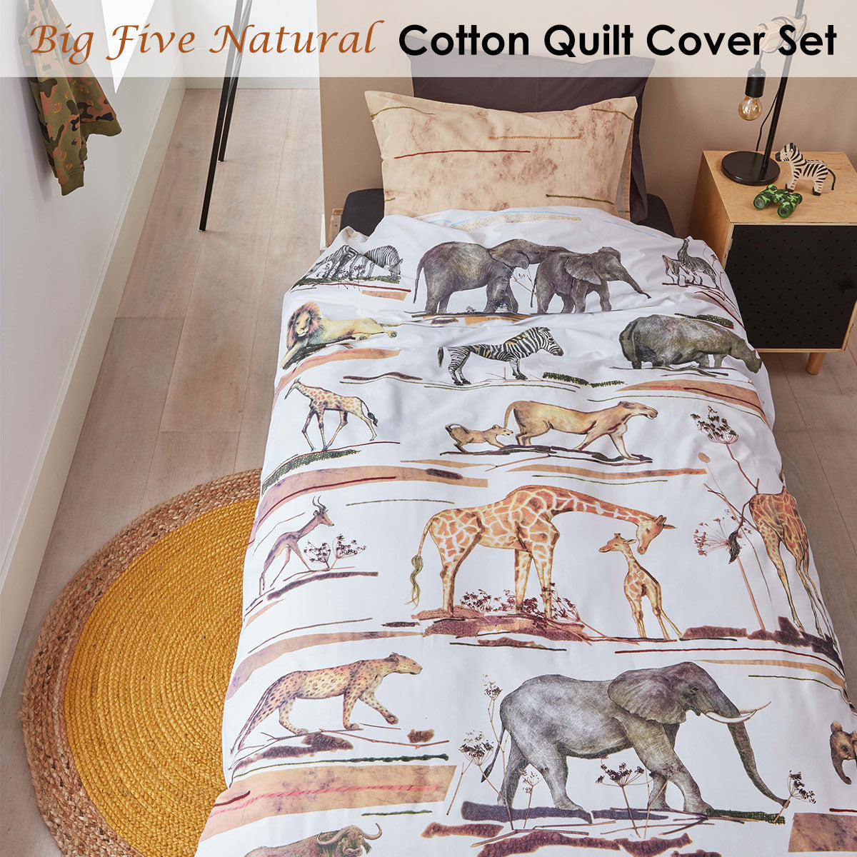 Bedding House | Big Five Natural Cotton Quilt Cover Set | Single