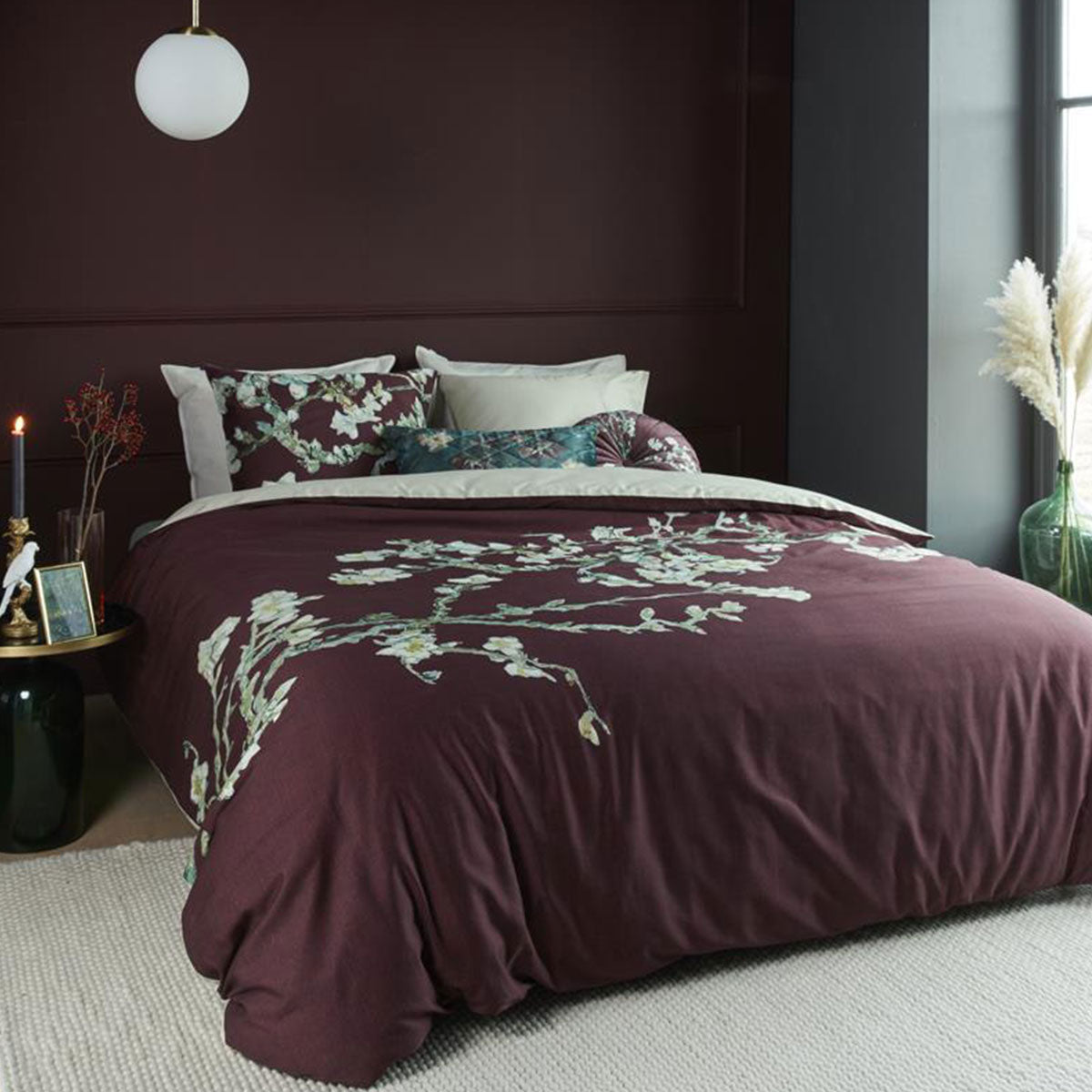 Bedding House | Van Gogh Blossom Dark Red Cotton | Quilt Cover Set | Queen
