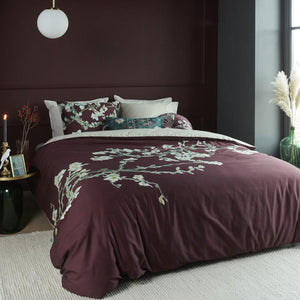 Bedding House | Van Gogh Blossom Dark Red Cotton | Quilt Cover Set | Queen