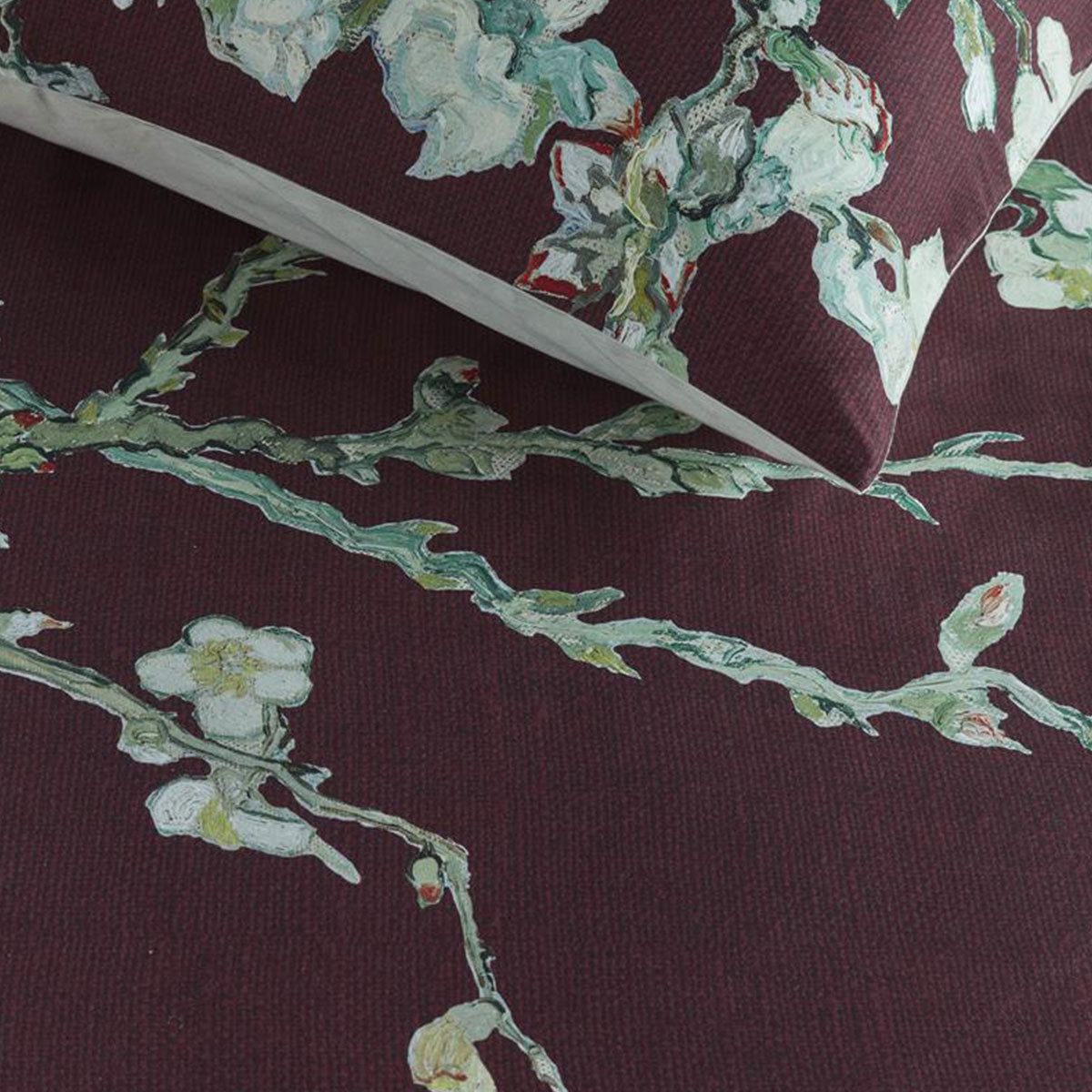 Bedding House | Van Gogh Blossom Dark Red Cotton | Quilt Cover Set | Queen