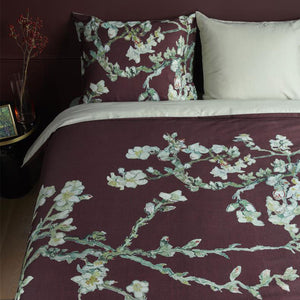 Bedding House | Van Gogh Blossom Dark Red Cotton | Quilt Cover Set | Queen