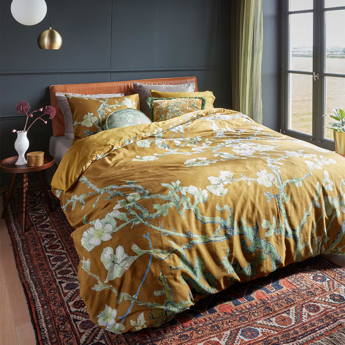 Bedding House | Blossoming Ochre Cotton Sateen | Quilt Cover Set | King