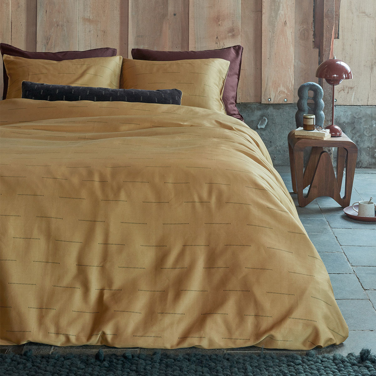 PIP Studio | Blurred Lines Yellow Cotton Sateen | Quilt Cover Set | Queen